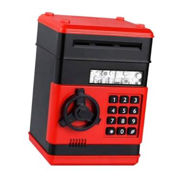 Imagem de MERIGLARE Crianças atm cofrinho brinquedo banco de dinheiro criativo automático rolagem de dinheiro brinquedo educativo recipiente de dinheiro para idades 3 +, Vermelho