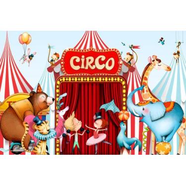 Imagem de Painel de Lona Circo Infantil Animais em Cena - Fabrika de Festa, 120x