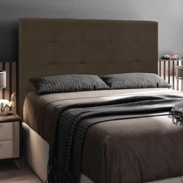 Imagem de Cabeceira Casal Cama Box 140cm para Quarto Luna Suede Marrom M11 - D'R