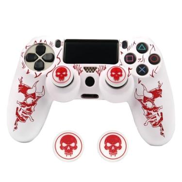 Imagem de RALAN Capa de controle com design de cabeça de caveira com 2 alças de polegar compatível com PS4/Playstation 4 Slim/Pro Controller