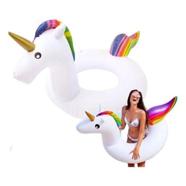 Imagem de 2X Boia Flamingo Unicórnio Inflável 90Cm Criança Adulto Pisc