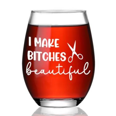 Imagem de Presentes engraçados de cabeleireiro para mulheres e homens, presentes de cabeleireiro para aniversário de esteticista, decoração de salão, presente de Natal de taça de vinho sem haste, presente de