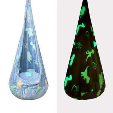 Imagem de Assento infantil rodado, cadeira de balanço sensorial de flanela Nightglow com almofada inflável de PVC, cadeira de rede suspensa para uso interno e externo (azul (dinossauro))