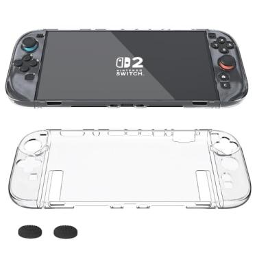 Imagem de Clear Protective Case for Nintendo Switch 2 (2025), Transparent Slim Hard Shell for Switch 2 Accessories, Scratch & Shock Protection Cover for Joycon Controller, 2 Thumb Grip