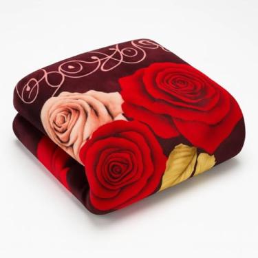 Imagem de Manta Cobertor Em Microfibra 180x200cm Toque Aveludado Estampada Casal 1 Peça | ADMIRARE (ROSAS)