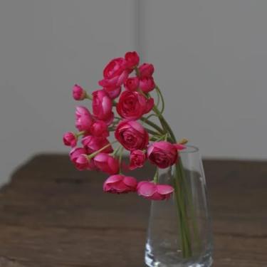 Imagem de Buquê de lótus de orvalho com 6 cabeças, decoração para casamento, buquê de noiva, flor de seda, decoração para casa, festa de casamento, mesa de jantar, flor (rosa vermelha)