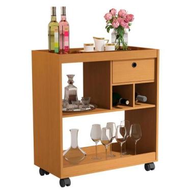 Imagem de Aparador Buffet Barzinho Sala 4000 com 1 Gavetas e Rodízios - JB Becha