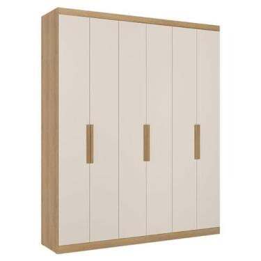 Imagem de Guarda Roupa Casal Milan 6 Portas Capuccino Off White Acetinado - THB 