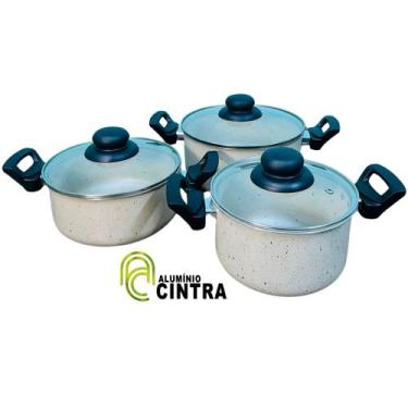 Imagem de Jogo de Panelas Aluminio Grosso Antiaderente Cintraflon 3 peças 16x20c