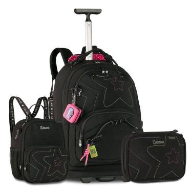 Imagem de Kit Escolar Luluca Mochila Com Lancheira E Estojo Box Preto