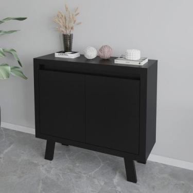 Imagem de Balcão para Escritório 90cm com 2 Portas e 1 Prateleira MDP Preto Tecn