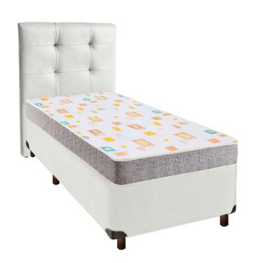 Imagem de Cama + Box Branco e Colchão D20 Solteiro - D20 Inducol + Cabeceira
