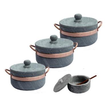 Imagem de Jogo Com 3 Panelas De Pedra Sabão +