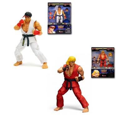 Imagem de Kit Boneco Ryu E Ken Figura Ação Articulada Street Fighter 2 Multicolorido N-a