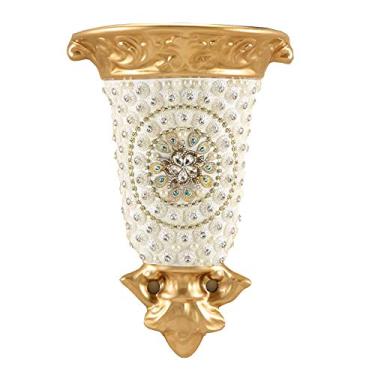 Imagem de CUTPOIY Vaso de flores de resina retrô estilo europeu para sala de estar, sala de jantar, quarto, cozinha, escritório, hotel, decoração de parede, decoração de casa, vaso decorativo para pendurar rosa