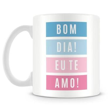 Imagem de Caneca Personalizada Bom Dia de Porcelana Branca com Frase - Amo Canec
