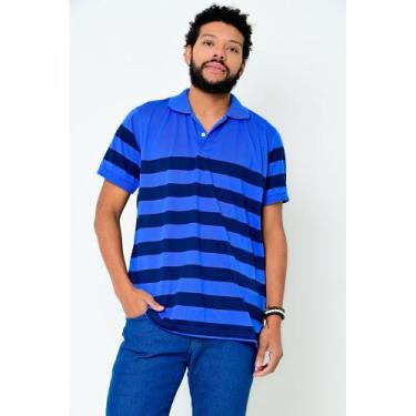 Imagem de Camisa Gola Polo Zek Masculina Listrada Slim - Camisaria Colombo, Azul