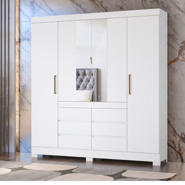 Imagem de Guarda Roupa Casal com Espelho 4 Portas 6 Gavetas Cádis Demóbile