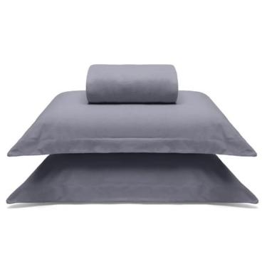 Imagem de Jogo de Cama Buettner Queen Malha 100% Algodao Liso 3 Peças Image Cinza