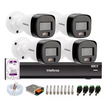 Imagem de Kit Intelbras 4 Cameras Segurança 1220b Full Color Dvr Imhdx 3008 + hd 2tb Purple