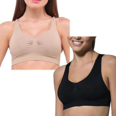 Imagem de Kit 2 Tops Selene Nadador Sem Costura Feminino - Preto e Nude