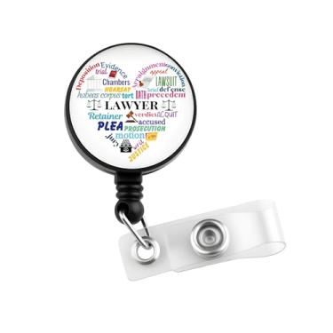 Imagem de CMNIM Carretel de crachá de advogado, porta-crachá retrátil para advogados, presentes de formatura para mulheres, homens, presentes de estudante de direito (25109 emblema de advogado)