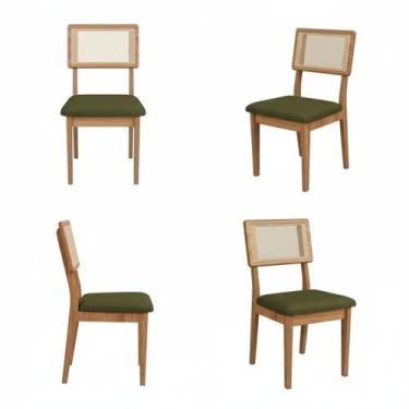 Imagem de Kit 4 Cadeiras Estofadas Encosto Telado Estrutura 100% Mdf Bolonha - D