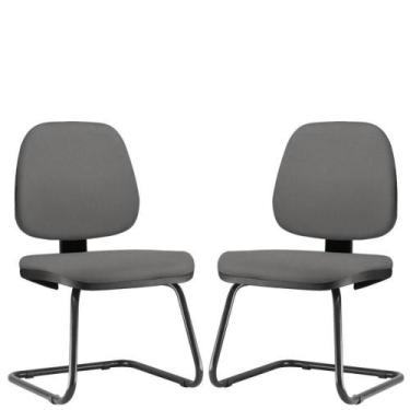 Imagem de Kit 02 Cadeiras Para Escritório Job L02 Fixa Crepe Cinza - LYAM DECOR
