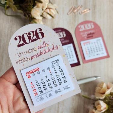 Imagem de Brinde Natal Card com Calendário 2026 Personalizado com Imã (20 unidad