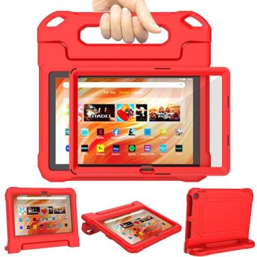 Imagem de DJ&RPPQ Capa infantil para iPad de 10 polegadas para crianças, capa à prova de choque à prova de crianças com suporte protetor de tela, vermelha