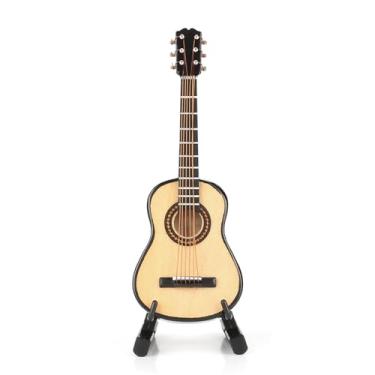 Imagem de Aramox Modelo de Guitarra de Madeira Em Miniatura, Display Artesanal, Mini Ornamento Musical, Com Suporte de Guitarra e Caixa de Armazenamento, para Decoração de Escritório, Mesa de