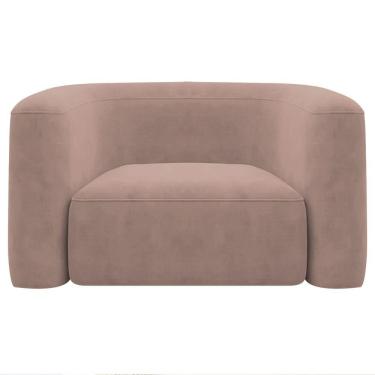 Imagem de Poltrona Decorativa Sala De Estar Recepção Melina Linho Cor Rosê