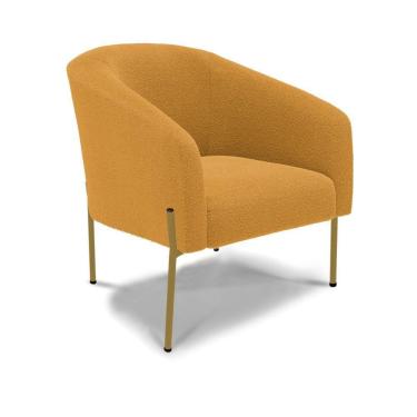 Imagem de Poltrona Decorativa Pé De Ferro Dourado Stella Bouclê D03 - D'rossi Cor Mostarda