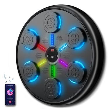 Imagem de jiaao Máquina de boxe musical, máquina de treino de atualização 2025 para adultos, mulheres e crianças, treinador de música de boxe Bluetooth inteligente, almofada de perfuração musical montada na