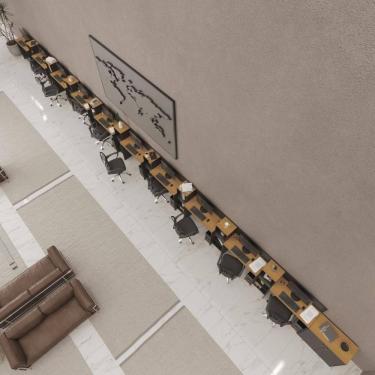 Imagem de Conjunto De Escritório Tech 9 Livreiro 1 Buffet E 10 Mesas 9 - Preto E Cedro Preto E Cedro