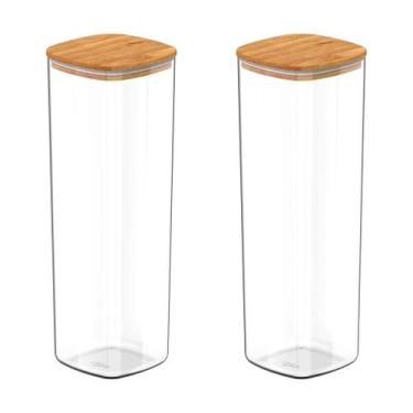 Imagem de Kit Com 2 Potes Herméticos Keep 2 Litros Com Tampa De Bambu - OU, Tran