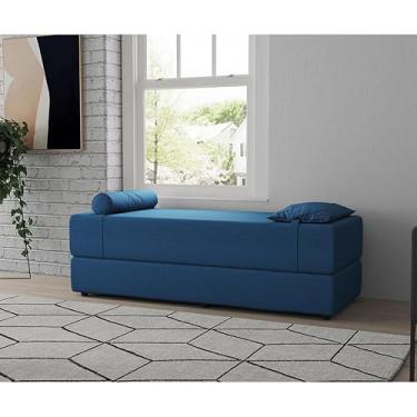 Imagem de Sofá-Cama Casal 3 Lugares Cecília Linho Azul Marinho