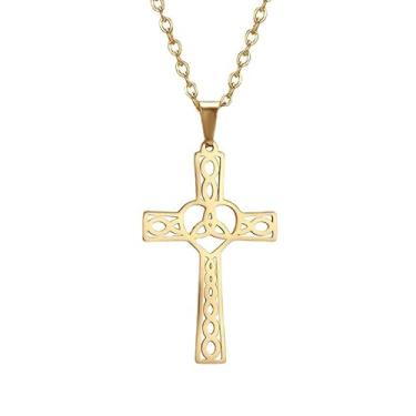 Imagem de MiiFort Gargantilha religiosa de coração com nó celta a céu aberto, joia de aniversário, presente para mulheres, filha, irmã, avó, neta, tia, amizade, One Size, Metal, Sem Pedra Preciosa