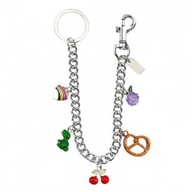 Imagem de YSLZSYS Corrente extensora com pingente para decoração de bolsa, bolsa dourada fofa, chaveiros, acessórios de bolsa para mulheres, Corrente de carteira prateada, tamanho �nico