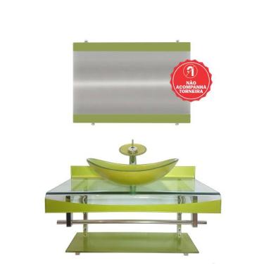 Imagem de Gabinete de Vidro 90cm para banheiro Luxemburgo - EKASA, Verde Oliva
