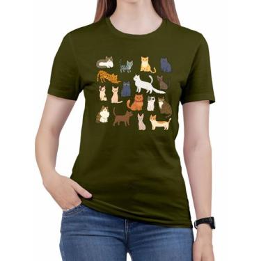 Imagem de Camiseta Gatos 100% Algodão Premium Tshirt Feminina Animais - Alemark,
