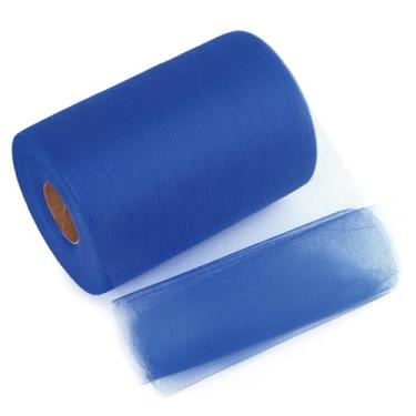 Imagem de LoomJoyz Fita de tule azul royal 15 cm x 100 metros (91,4 m) fita de tecido carretel ideal para saia tutu arte embrulho de presente buquê de flores artesanato casamentos arranjos florais