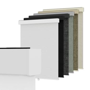 Imagem de Bliwans Persianas de rolo blackout para janelas, persianas de rolo sem fio Free-Stop com sanefa, persianas de tecido com isolamento térmico, proteção UV para casa, quarto, branco, 86 cm L x 182 cm A