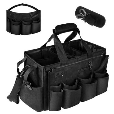 Imagem de BOHEMIABY grande bolsa de transporte vestível, bolsa de limpeza com alça de ombro e cintura, organizador de materiais de limpeza com placa de separação inferior para empregadas domésticas ma