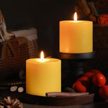 Imagem de Pacote com 2 velas Pillar de cera de abelha ginitiri 100% pura