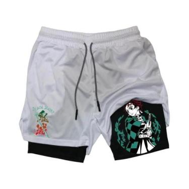 Imagem de Shorts de Fitness Masculino 2 em 1 - Impressão para Treino ao Ar Livre