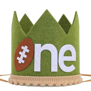 Imagem de EPSEED Football First/1st Birthday Crown - Football One Birthday Decorations,First Year Down Crown Decor,Sports Theme Party Hat (football)