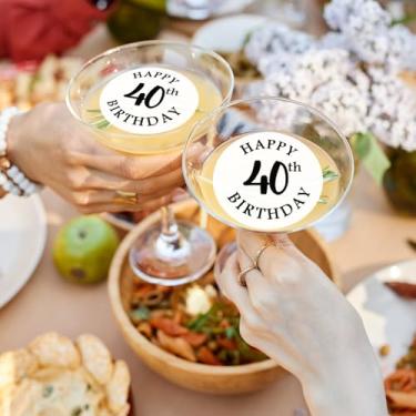 Imagem de 40th Birthday Cocktail Drink Toppers Decorations for Her Him, Wafer Paper Happy 40th Bithday Party Favors Beverages Bar Decor for Women Men, Party Supplies 50pcs