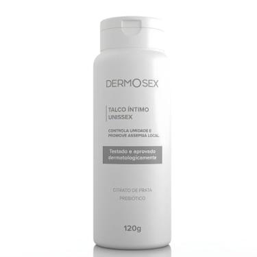 Imagem de Talco íntimo Dermosex 100g Unissex com Prebióticos textura aveludada, toque suave e fragrância discreta