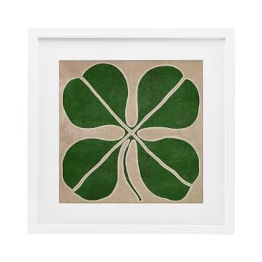 Imagem de Stupell Industries Impressão emoldurada branca com simetria de quatro folhas sob vidro, design de June Erica Vess, 13 x 13